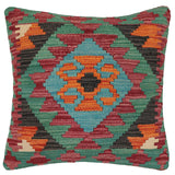 handmade Traditional Pillow Rust Red Hand-Woven SQUARE 100% WOOL Hand woven turkish pillow2' x 2'