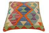 handmade Traditional Pillow Rust Blue Hand-Woven SQUARE 100% WOOL Hand woven turkish pillow2' x 2'