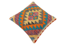 handmade Traditional Pillow Rust Blue Hand-Woven SQUARE 100% WOOL  Hand woven turkish pillow  PILLOW