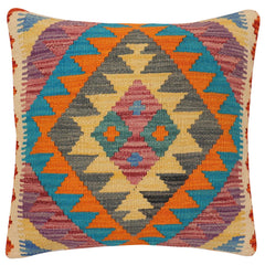 handmade Traditional Pillow Rust Blue Hand-Woven SQUARE 100% WOOL  Hand woven turkish pillow  PILLOW