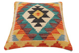 handmade Traditional Pillow Rust Blue Hand-Woven SQUARE 100% WOOL Hand woven turkish pillow2' x 2'