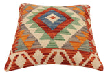 handmade Traditional Pillow Rust Blue Hand-Woven SQUARE 100% WOOL Hand woven turkish pillow2' x 2'